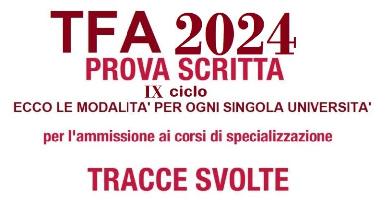 TFA SOSTEGNO IX Ciclo 2024 Prova Scritta, Modalità Singole Università E ...